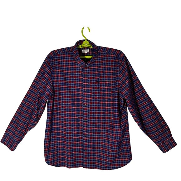 Gap Men's XXL  Blue/Red Plaid Long Sleeve Button-Up Shirt Standard Fit Stretch - Picture 2 of 8